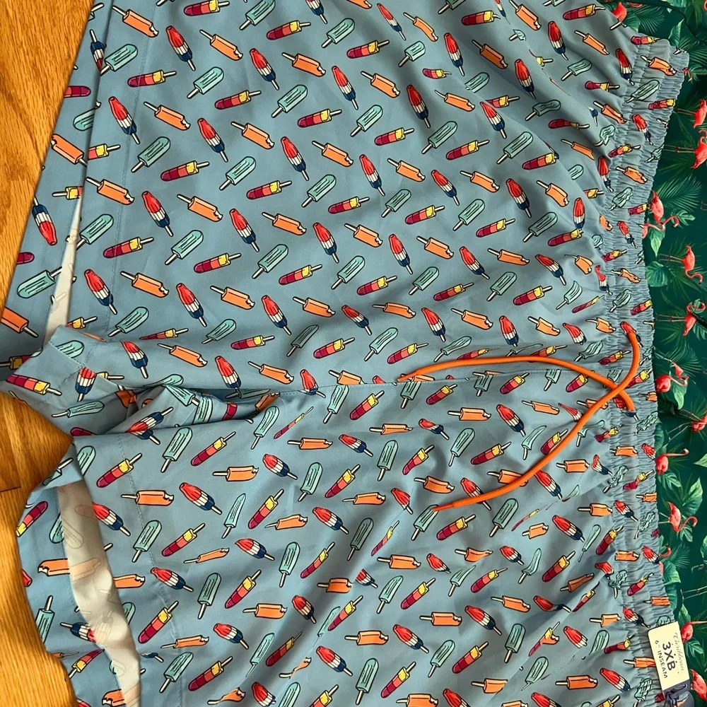 2 pair Caribbean Joe Flamingo Swim Shorts trunks NWT